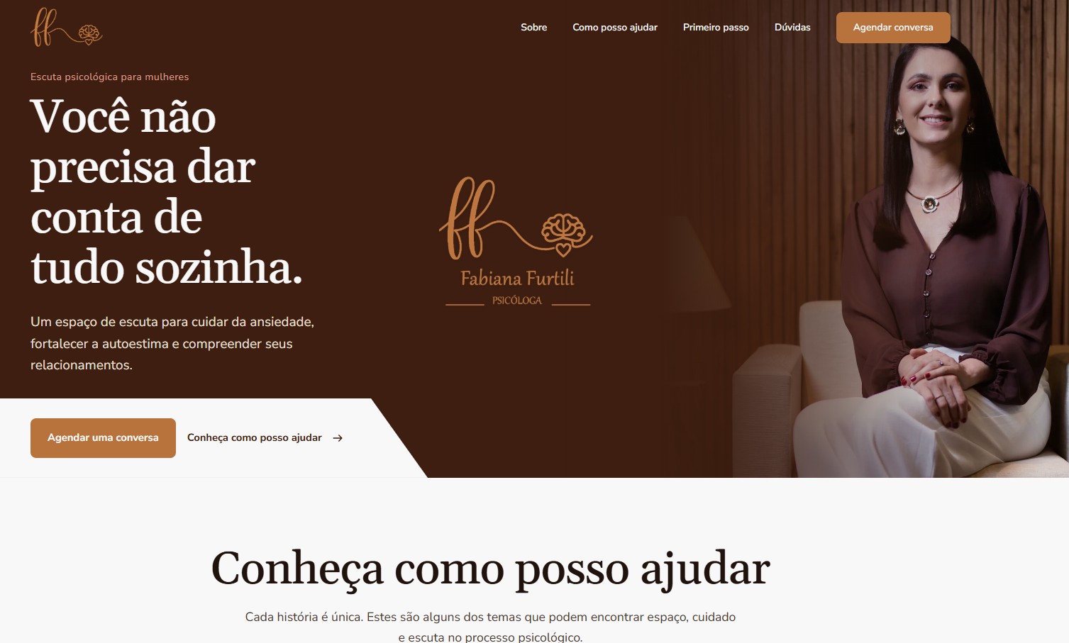 Tela do projeto Website Psicologa Fabiana