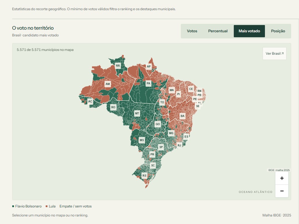 Tela do projeto Atlas Eleitoral